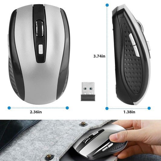 2.4G Wireless Gaming Mouse with USB Receiver | Optical Mouse with 3 Adjustable DPI & 6 Buttons for PC, Laptop & MacBook