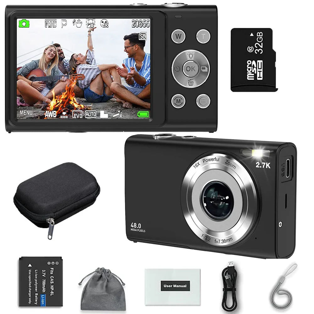4K Digital Vlogging Camera | 48MP Autofocus HD Camcorder with 2.8" Screen for Kids & Adults