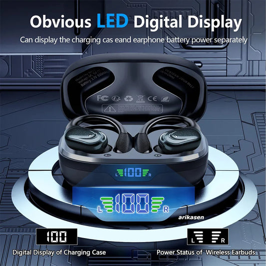 Wireless Sport Bluetooth 5.3 Earbuds | Noise-Cancelling Mic, 75H HiFi Stereo, IPX6 Waterproof