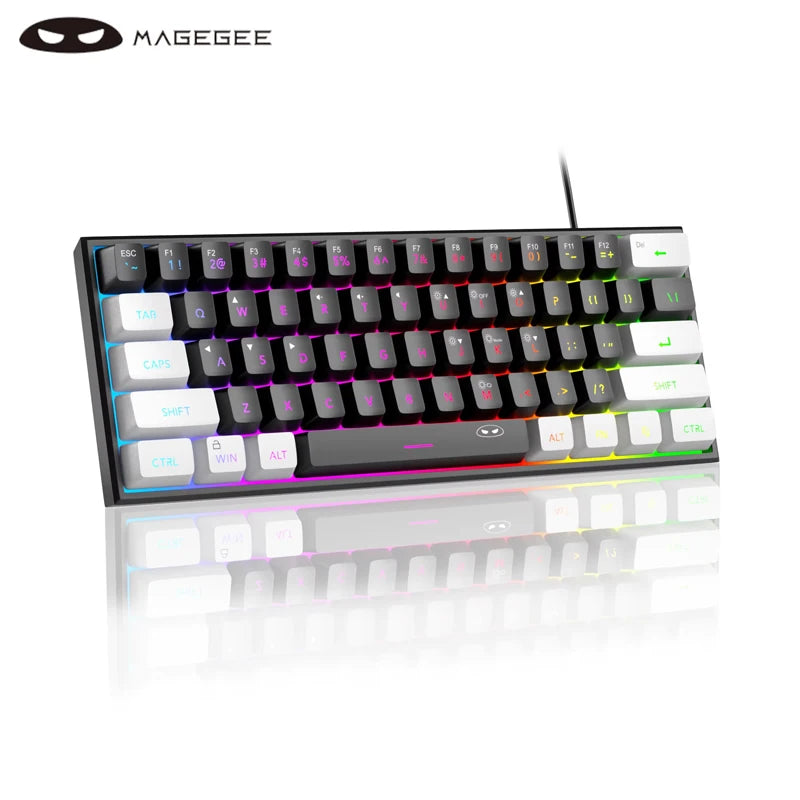 MageGee Mini 60% Gaming Keyboard | 61-Key RGB Backlit, Ergonomic & Waterproof Mechanical-Feel Keyboard