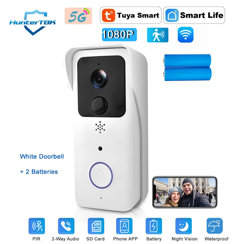 5G/2.4G WiFi Video Doorbell | 1080P Tuya Smart Outdoor Wireless Intercom & Camera