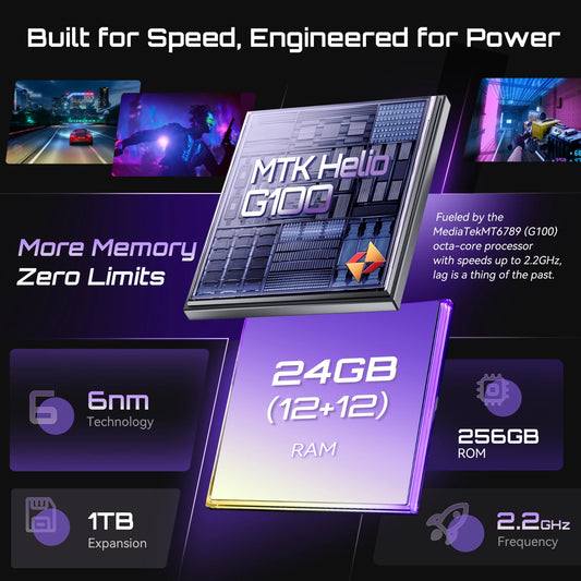 Cubot P90 Smartphone Android 15 | 6.88" 120Hz Display | 24GB RAM + 256GB ROM | G100 Octa-Core 2.2GHz | 64MP AI Camera | 5100mAh | NFC | 4G LTE Mobile Phone