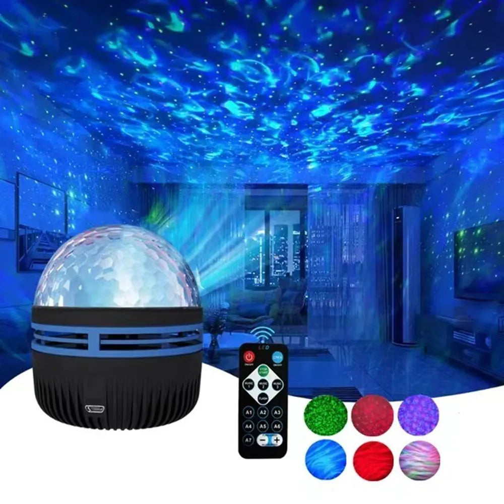 USB Galaxy Projector Night Light | 360° Rotating Aurora Lamp with Remote Control