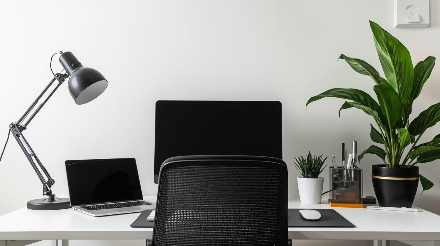 office, desk setup, keyboard, mouse pad, stand, productivity