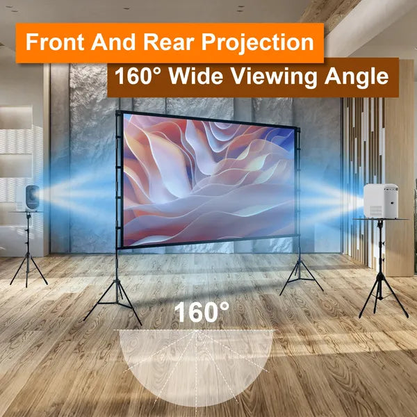 100"/120" Projector Screen with Stand | 16:9 4K HD Foldable Portable Movie Screen with Carry Bag