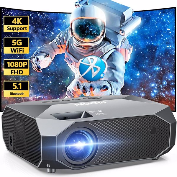 Native 1080P Projector with 5G WiFi & Bluetooth | 4K Supported Smart Projector for Phone, PC, TV Stick & PS5
