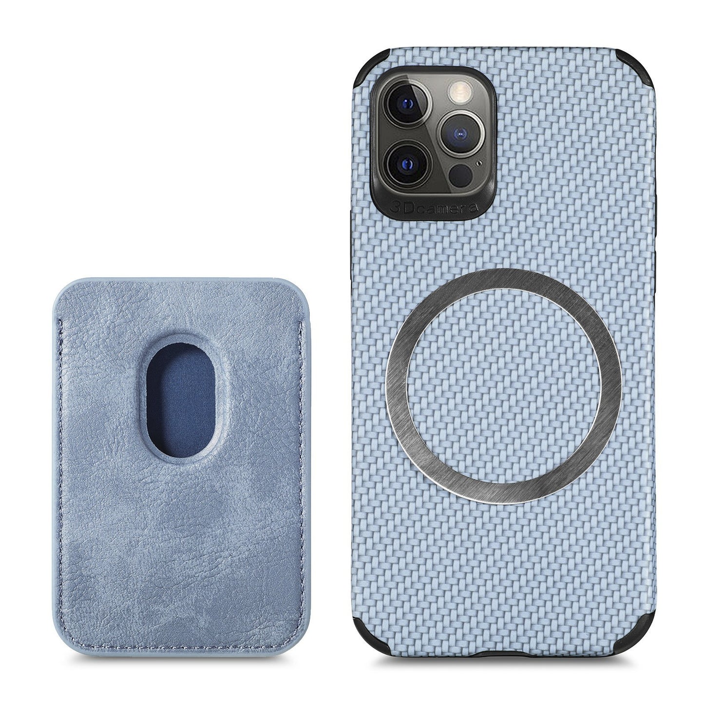 Magnetic Card Holder iPhone Case | XR Carbon Fiber Pattern Protective Cover