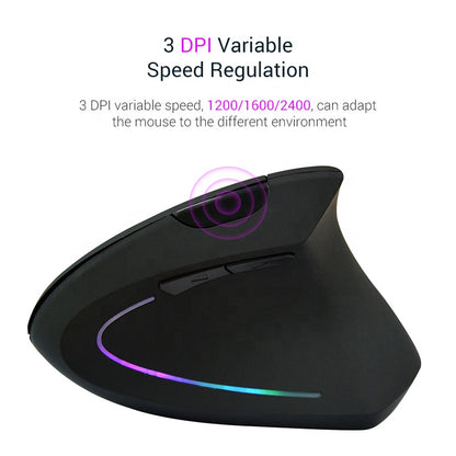 Ergonomic Rechargeable 2.4G Wireless Vertical Mouse | Adjustable DPI Optical Mouse for PC, Laptop & Mac