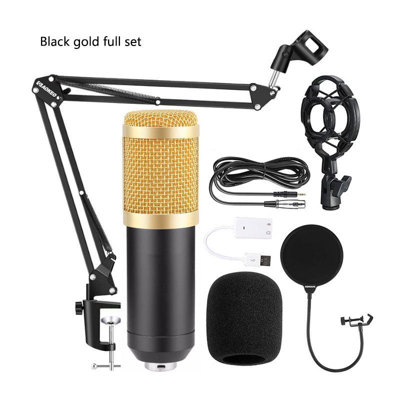 BM800 Condenser Microphone with V8 Sound Card | Large Diaphragm Live Broadcast & Recording Set for PC, Streaming, Podcasting