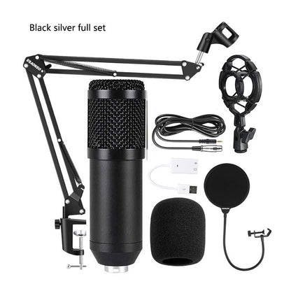 BM800 Condenser Microphone with V8 Sound Card | Large Diaphragm Live Broadcast & Recording Set for PC, Streaming, Podcasting