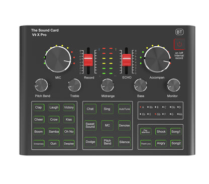 Live Sound Card Condenser Microphone | Bluetooth Audio Mixer Mic for Mobile Phone & Computer Streaming