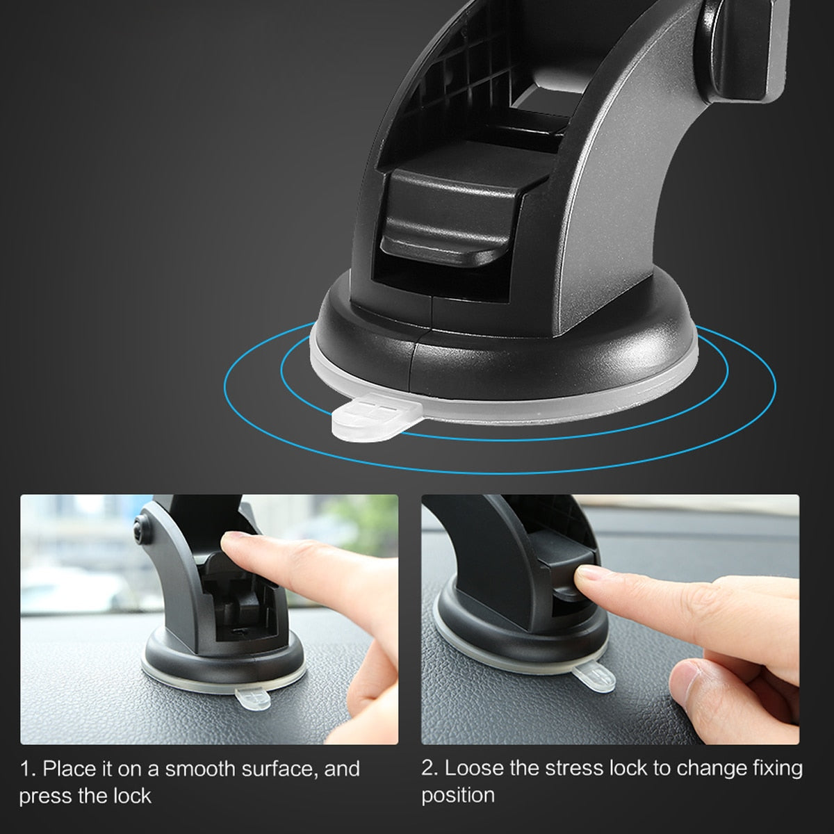 Telescopic Car Phone Holder | Long Rod Dashboard Suction Cup Mount
