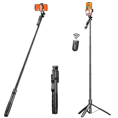 61" Selfie Stick Tripod | All-in-One Extendable Aluminum Phone Tripod with Wireless Remote & 360° Rotation for iPhone & Android