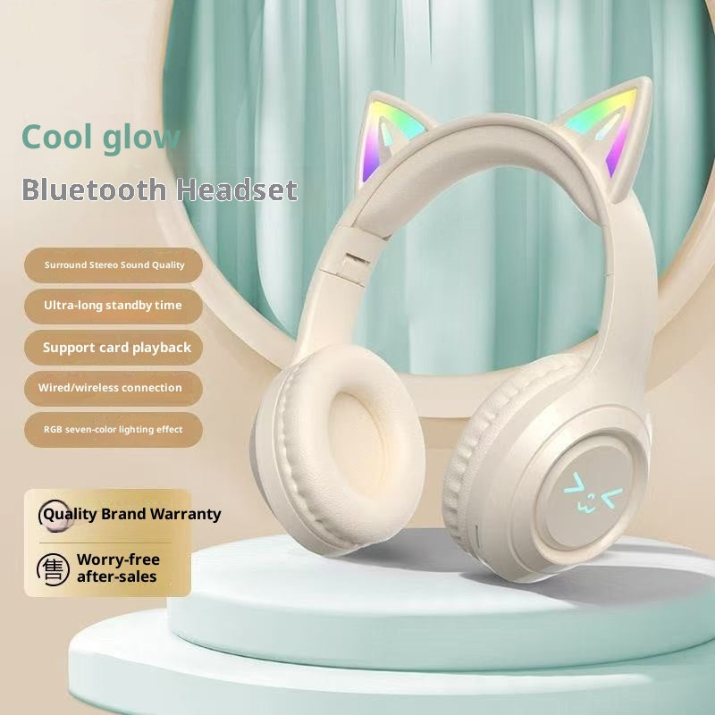 Cute Cat Ear Wireless Bluetooth Headphones | LED Stereo Headset for Kids & Teens