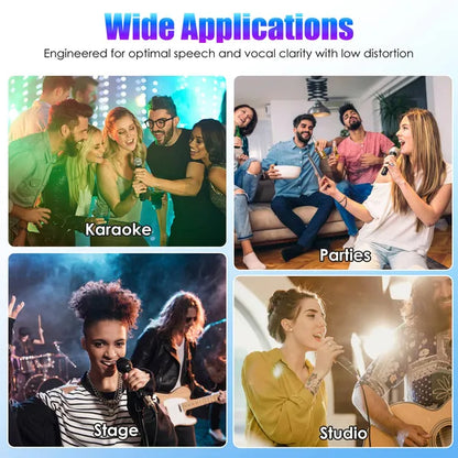 UHF Rechargeable Wireless Microphones | Metal Handheld Dynamic Mics with 262FT Range for Karaoke, DJ, Wedding & Outdoor Events