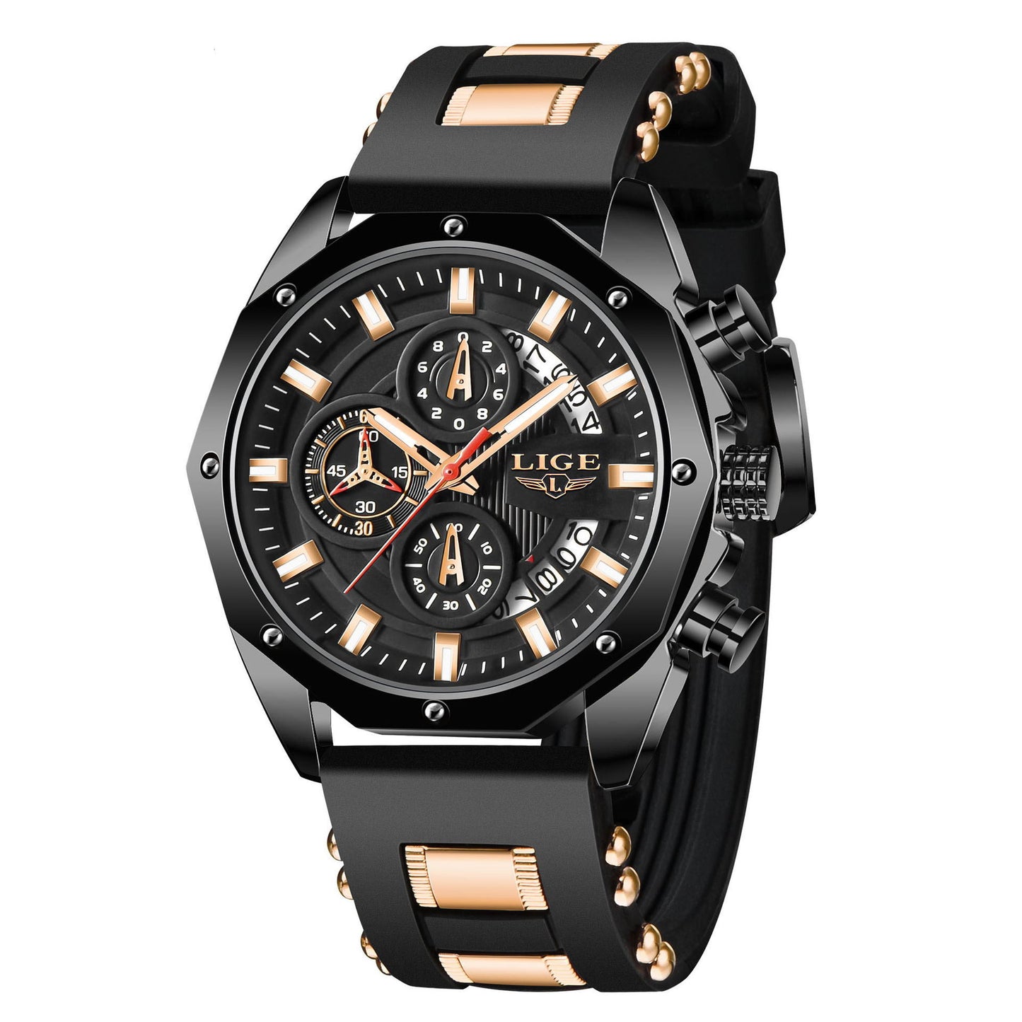 Luxury Fashion Men’s Silicone Sport Watch | Quartz Chronograph Waterproof Wristwatch with Date