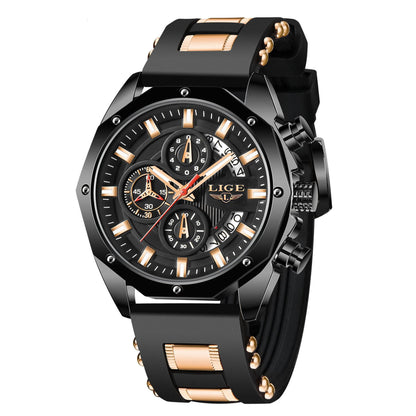 Luxury Fashion Men’s Silicone Sport Watch | Quartz Chronograph Waterproof Wristwatch with Date