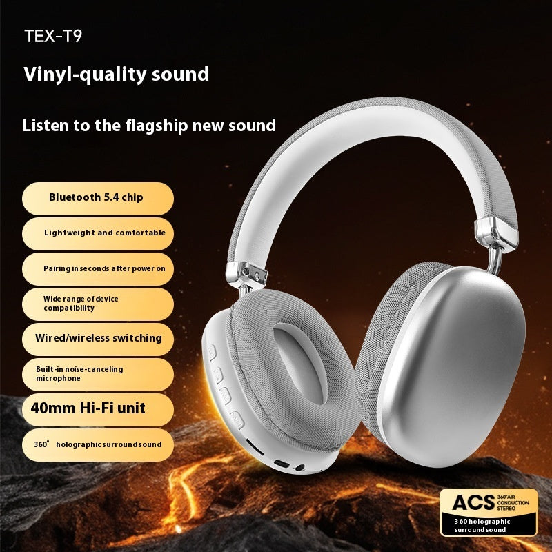 TEX-T9 Bluetooth Headset | Wireless Head-Mounted Headphones with Stereo Sound for Calls, Music & Daily Use