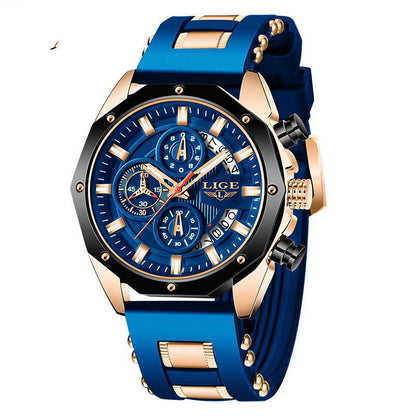 Luxury Fashion Men’s Silicone Sport Watch | Quartz Chronograph Waterproof Wristwatch with Date