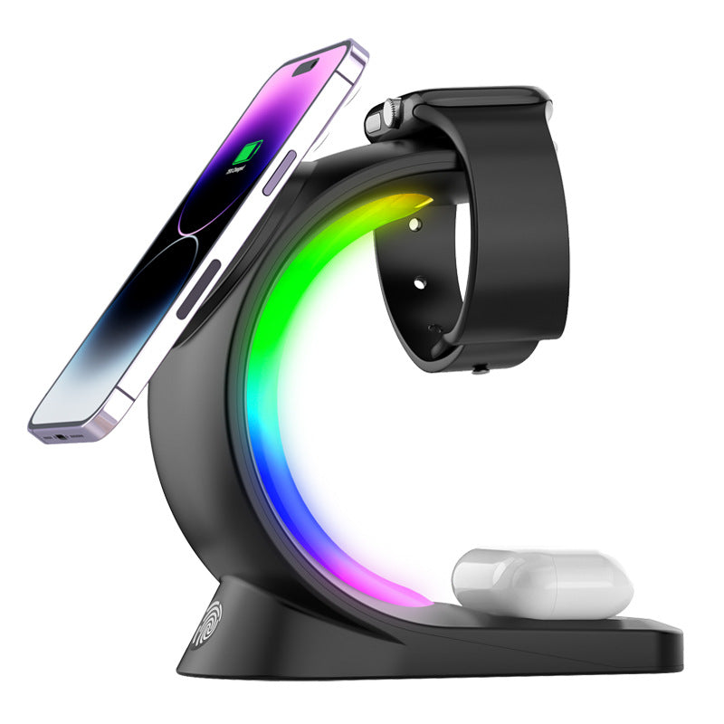 4-in-1 Magnetic Wireless Charger | Fast Charging Station with Atmosphere Light for iPhone, Apple Watch & AirPods Pro