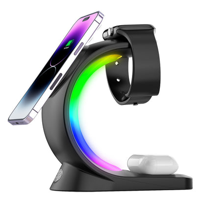 4-in-1 Magnetic Wireless Charger | Fast Charging Station with Atmosphere Light for iPhone, Apple Watch & AirPods Pro