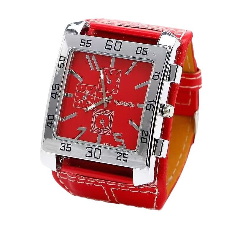 Men’s Military-Style Watch | Square Dial with Simulated Three-Layer Design