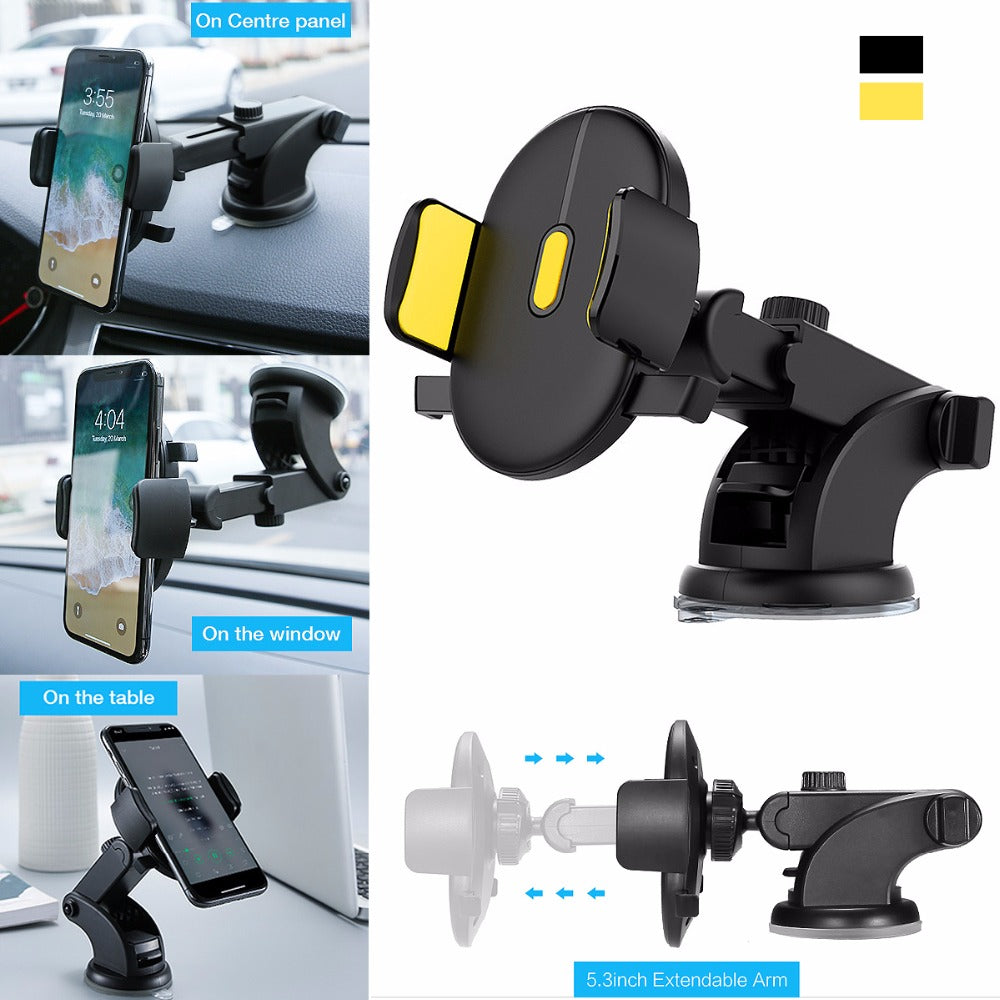 Telescopic Car Phone Holder | Long Rod Dashboard Suction Cup Mount