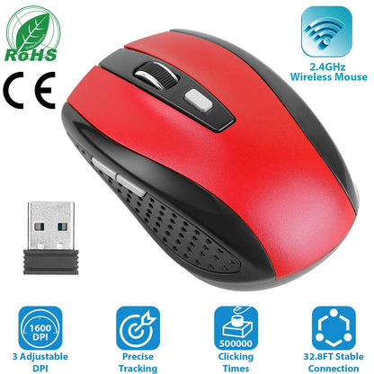 2.4G Wireless Gaming Mouse with USB Receiver | Optical Mouse with 3 Adjustable DPI & 6 Buttons for PC, Laptop & MacBook