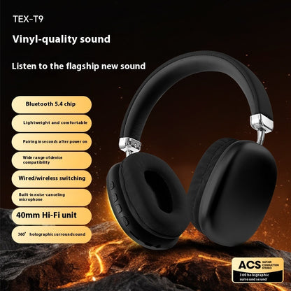 TEX-T9 Bluetooth Headset | Wireless Head-Mounted Headphones with Stereo Sound for Calls, Music & Daily Use