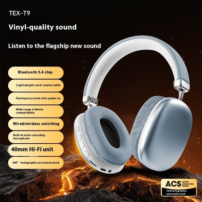 TEX-T9 Bluetooth Headset | Wireless Head-Mounted Headphones with Stereo Sound for Calls, Music & Daily Use