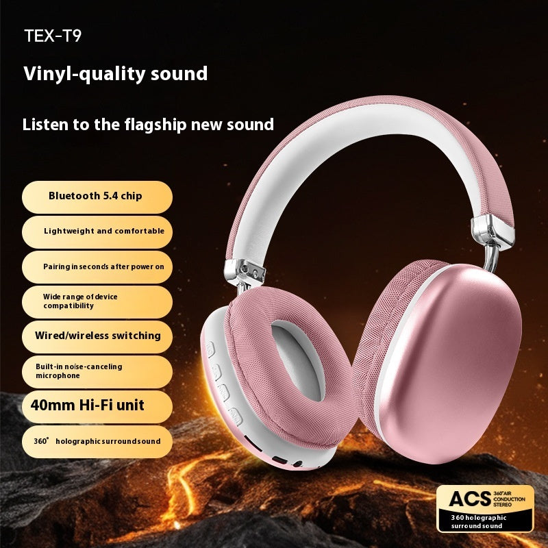 TEX-T9 Bluetooth Headset | Wireless Head-Mounted Headphones with Stereo Sound for Calls, Music & Daily Use