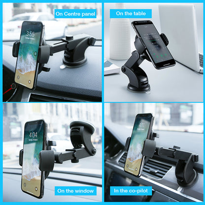Telescopic Car Phone Holder | Long Rod Dashboard Suction Cup Mount