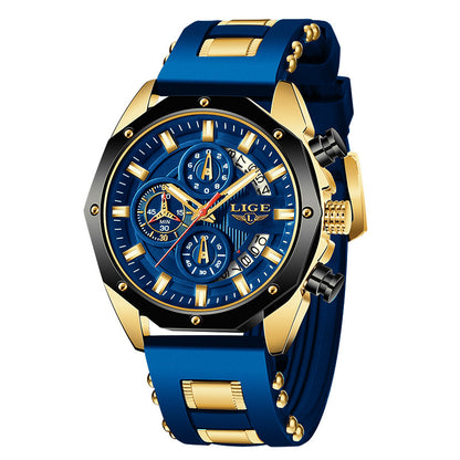 Luxury Fashion Men’s Silicone Sport Watch | Quartz Chronograph Waterproof Wristwatch with Date