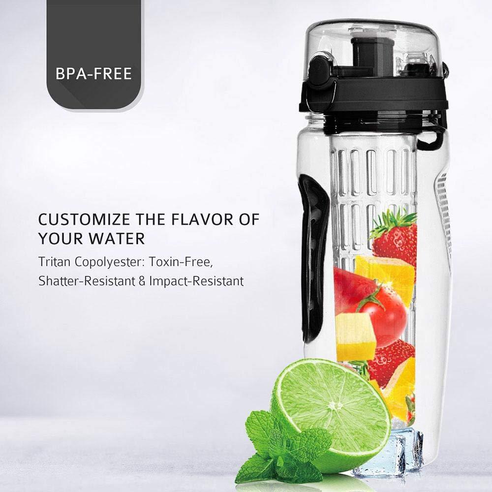 32oz Fruit Infuser Water Bottle | BPA-Free Sports Infusing Bottle with Removable Infuser for Detox Water & Juice