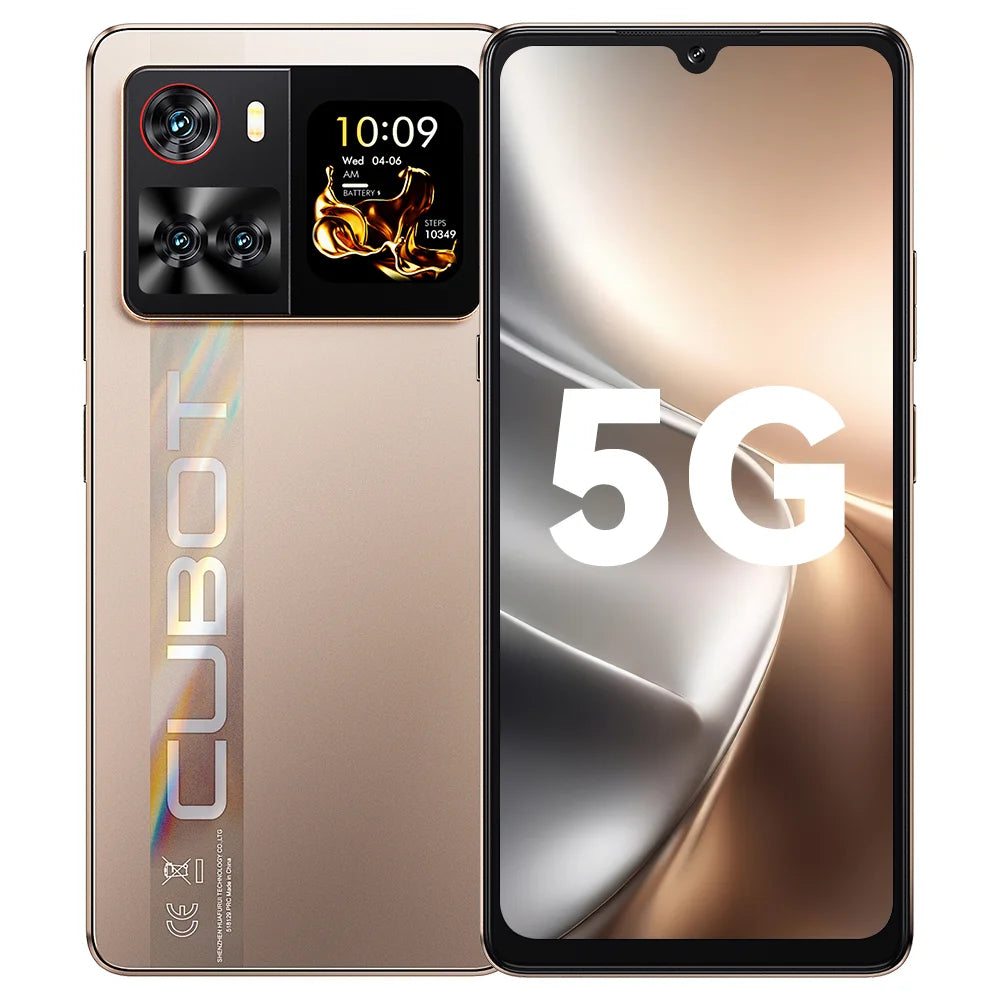 Smartphone with 'CUBOT' branding and '5G' label on a white background