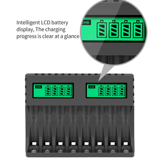 PUJIMAX LED Smart Battery Charger | Independent Charging for AA & AAA Ni-MH Rechargeable Batteries