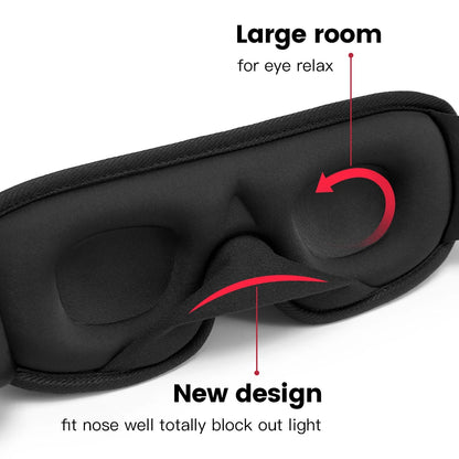 3D Sleeping Mask | Soft Padded Eye Shade & Sleep Mask for Complete Light Blockout