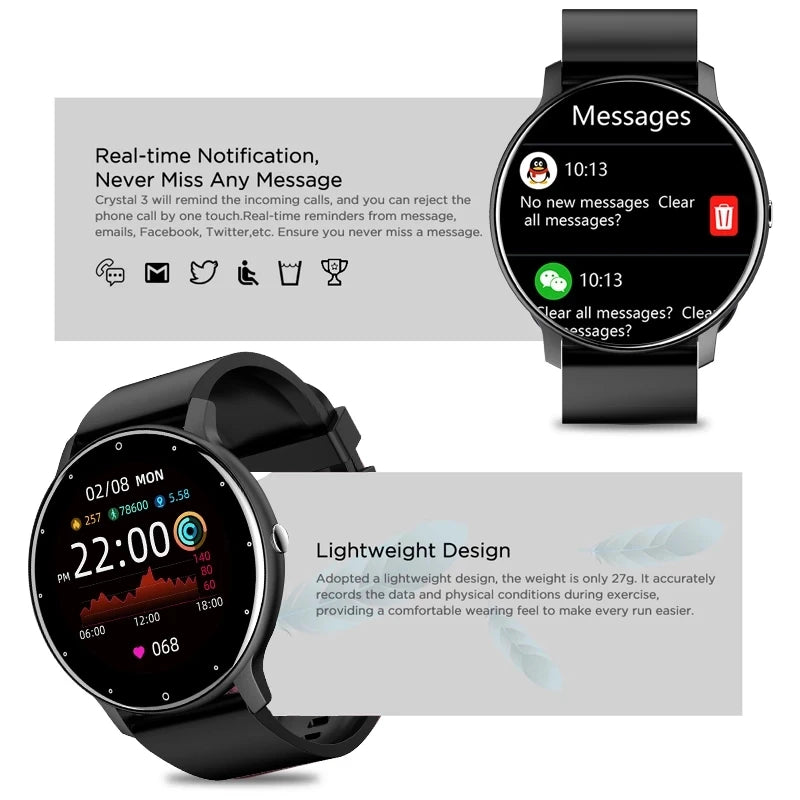 LIGE 2025 Smartwatch | Fitness & Heart Rate Monitor Waterproof Watch for Men & Women, iOS & Android
