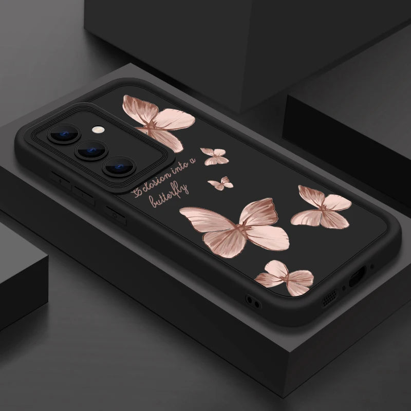 Gold Butterfly Soft TPU Case | Protective Phone Cover for Samsung Galaxy A & S Series 5G