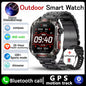 Military GPS Smartwatch for Men | Waterproof Outdoor Sport Tracker with Flashlight, Compass & Bluetooth Call
