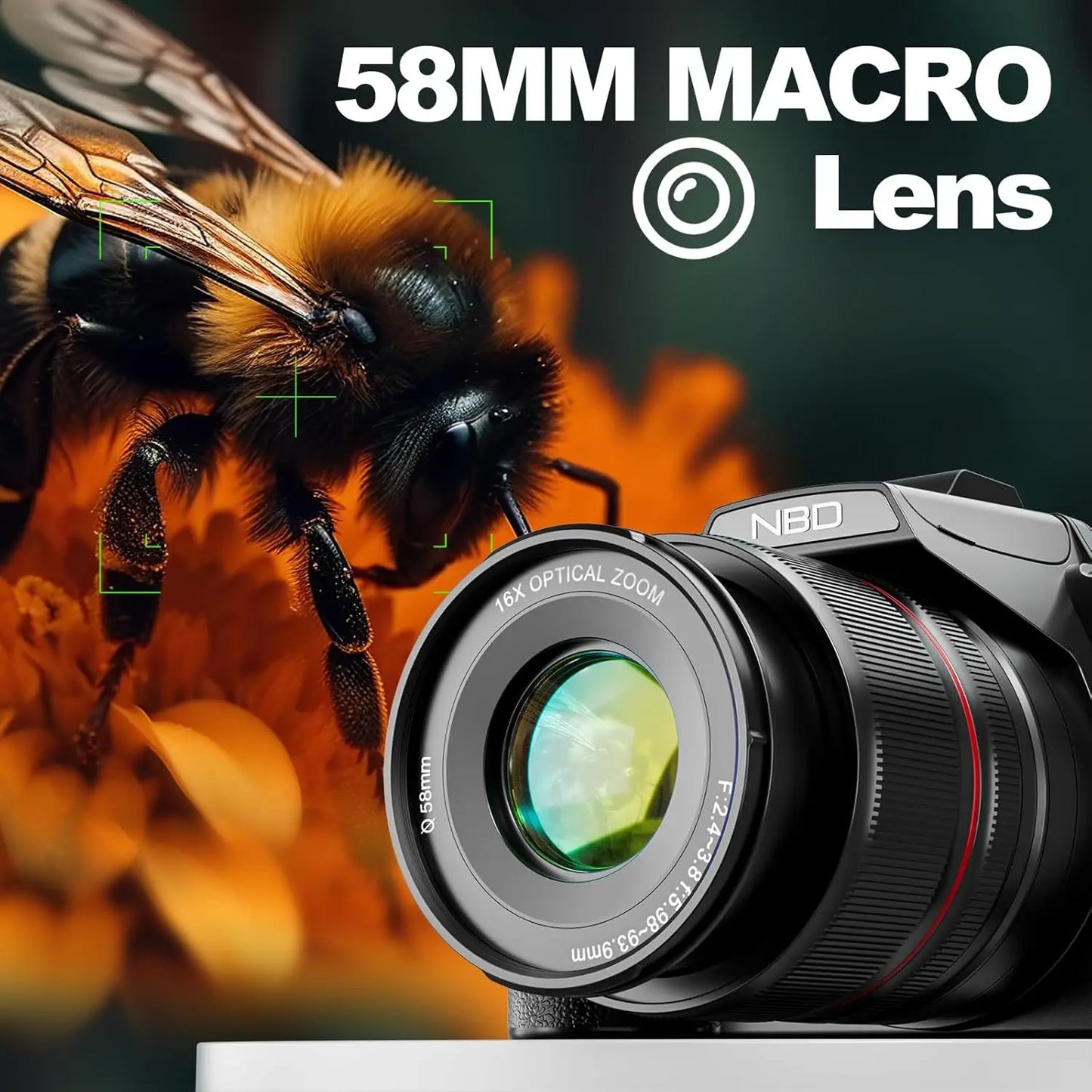 NBD 5K Digital Camera | 16X Optical Zoom with WiFi, App Control & 180° Flip Screen for Vlogging