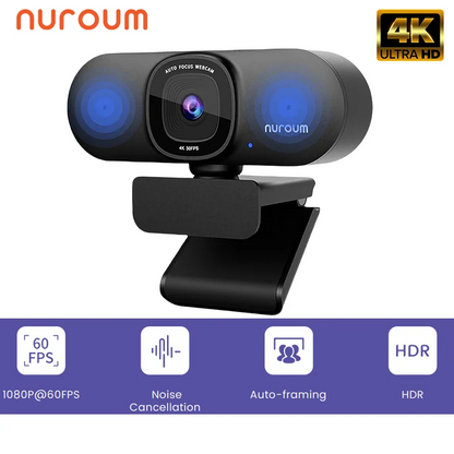 Nuroum V11 1080P USB Webcam | 60FPS Full HD Mini Webcam with Microphone for PC & Laptop