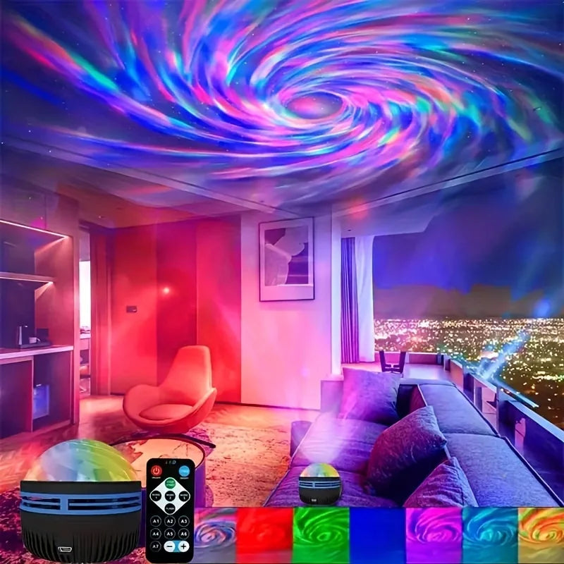LED Galaxy Projector Night Light | USB Rechargeable Starry Sky Lamp with Remote & 7 Lighting Modes