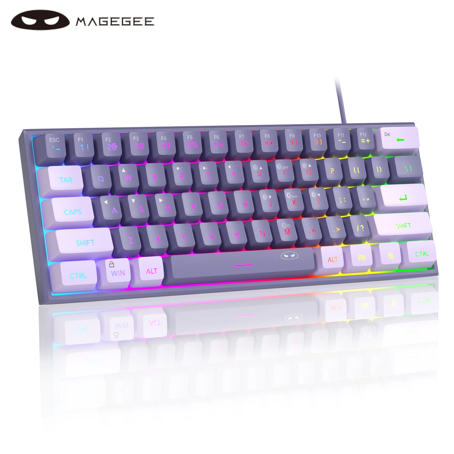 MageGee Mini 60% Gaming Keyboard | 61-Key RGB Backlit, Ergonomic & Waterproof Mechanical-Feel Keyboard