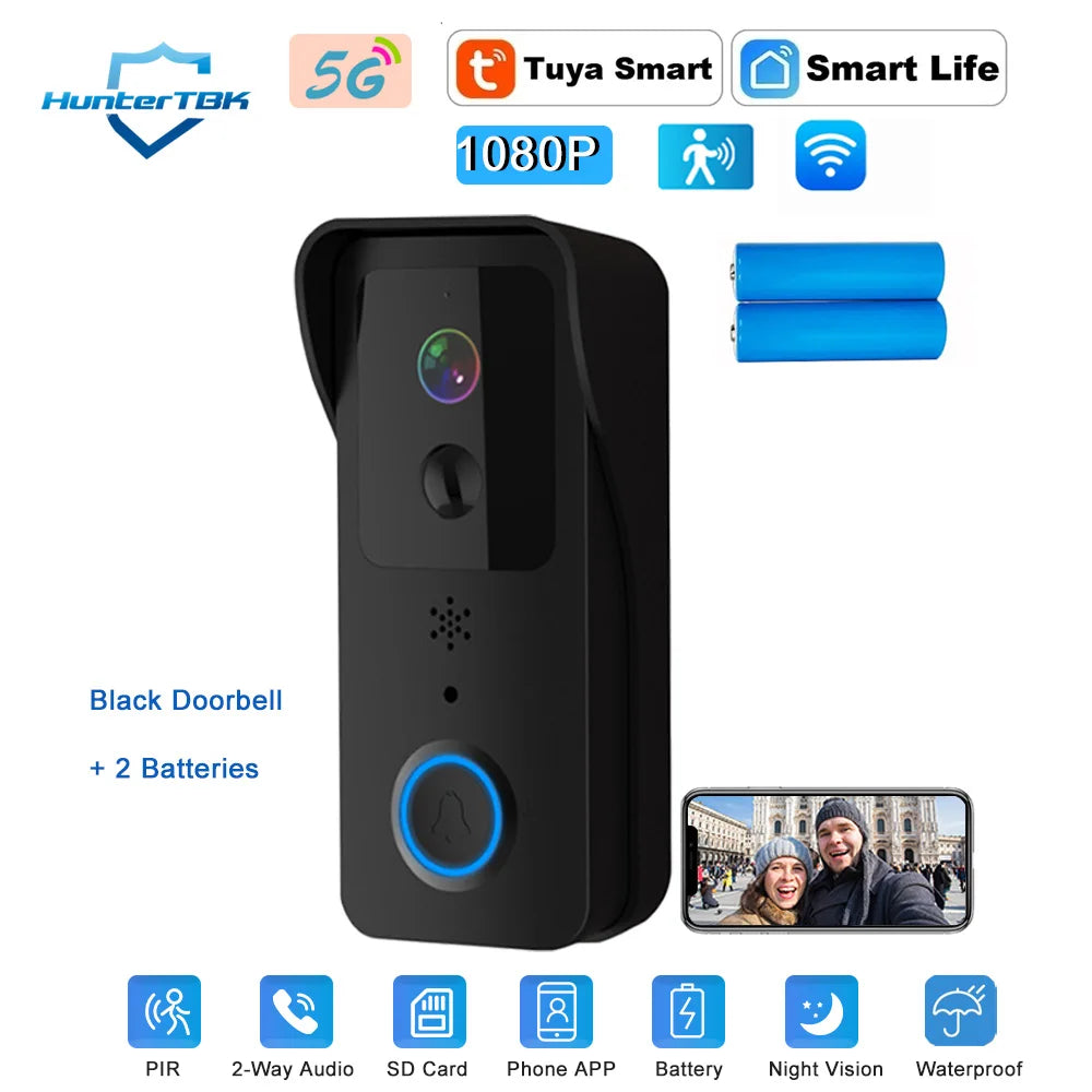 5G/2.4G WiFi Video Doorbell | 1080P Tuya Smart Outdoor Wireless Intercom & Camera