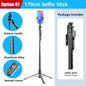 FANGTUOSI 1750mm Wireless Selfie Stick Tripod | Foldable Monopod with LED Light for Smartphones & Steady Live Shooting