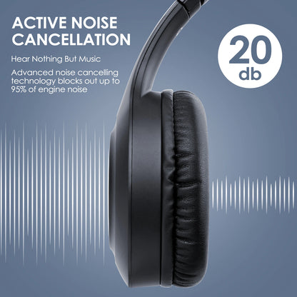 Siindoo JH-ANC923 Wireless Headphones | Active Noise Cancelling Over-Ear Bluetooth Headset with Mic