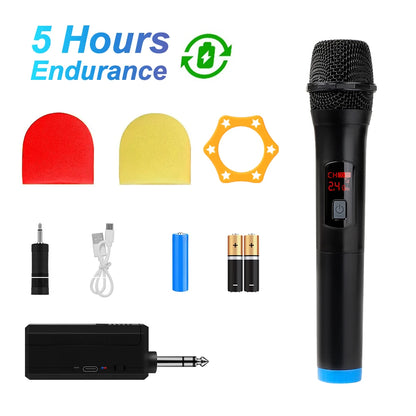 Dual Channel Wireless Microphone System | VHF Handheld Mic Set for Karaoke, Church, and Events