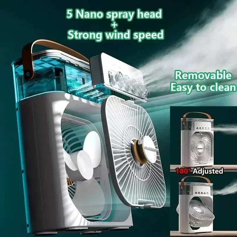3-in-1 Portable Air Conditioner Fan | Mini Air Cooler, LED Night Light & Humidifier for Home & Office
