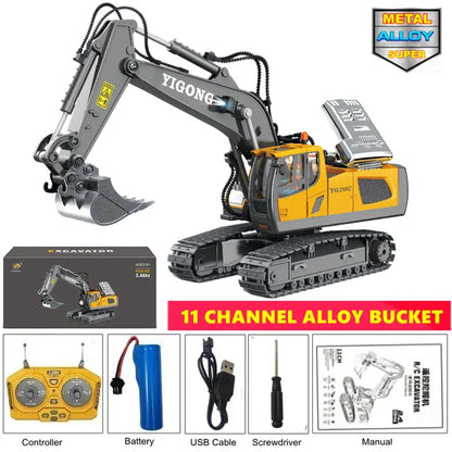 4WD Remote Control Excavator & Dump Truck | Alloy 4x4 Bulldozer RC Construction Vehicle Toy